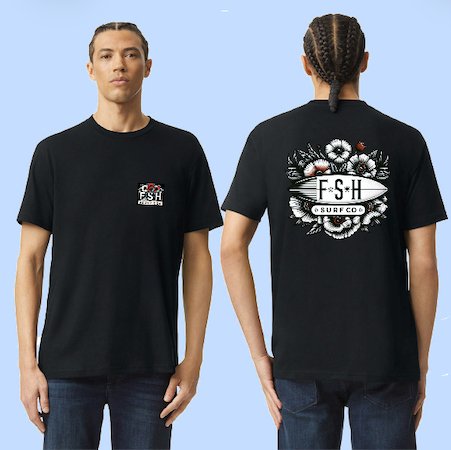 SC001 - Unisex Black Tee - FSH Tattoo - San Clemente Fiesta Music Festival