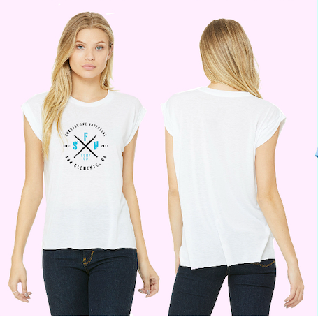 SC003 - Women's White Flowy Muscle Tee - FSH X-ray -  San Clemente Fiesta Music Festival